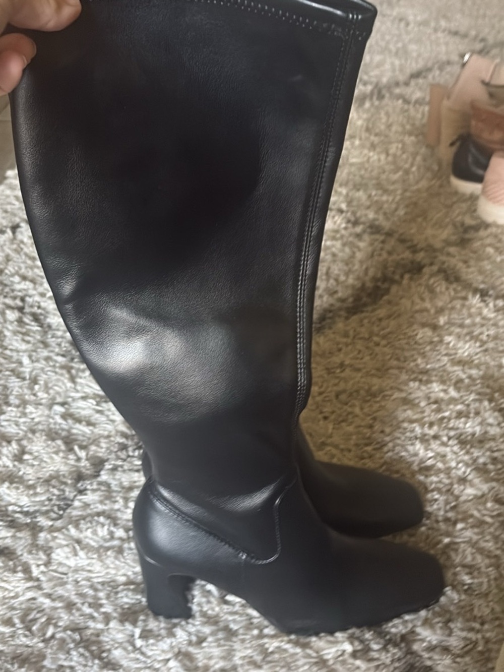 Steve Madden Black Knee-High Block Heel Boots - Picture 2 of 4